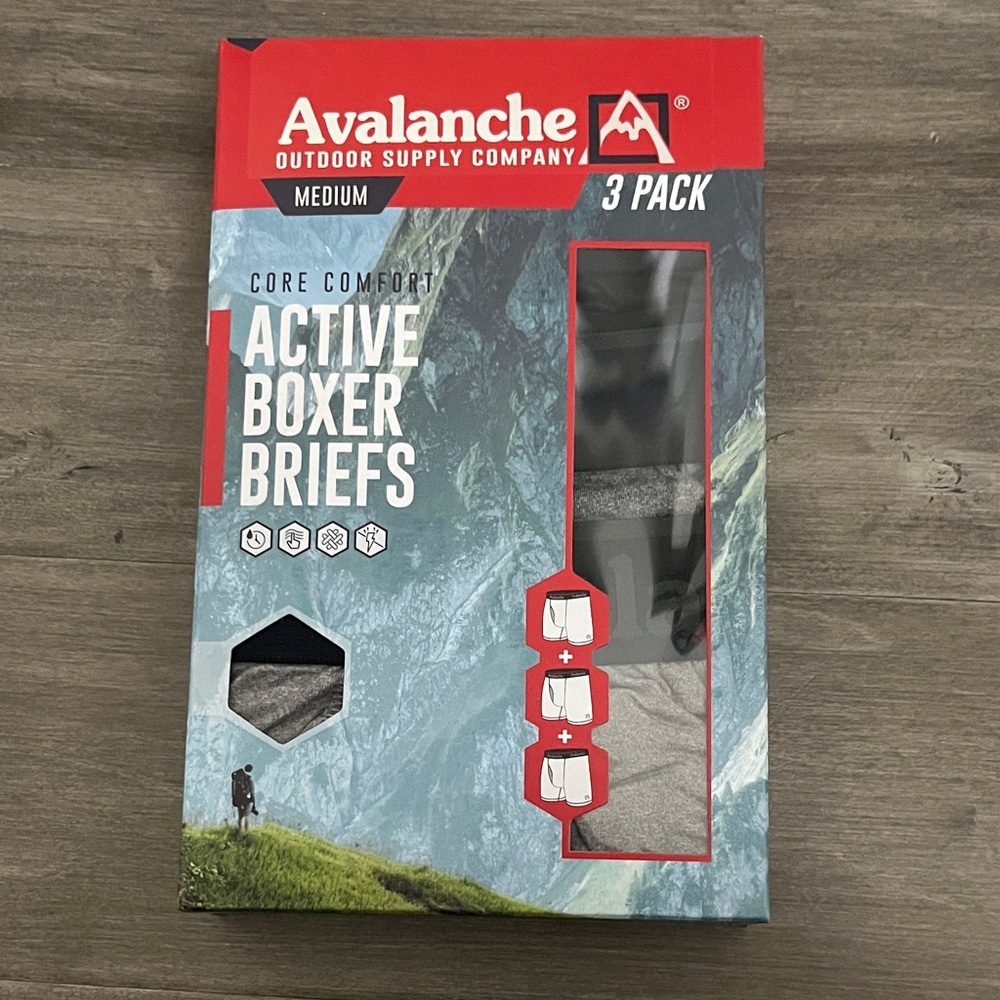 Avalanche Active Boxer Briefs 3-Pack - Black and Gray